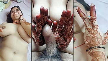 Leaked Desi MMs - Indian Mehendi babe fuck with her hubby first night sex