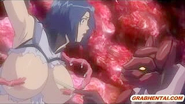 Monstrous Tentacle Fucking of Pregnant Hentai Coed