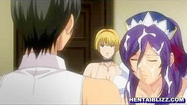 Busty Hentai Maids in Group Oral Sex and Facial Cumshot
