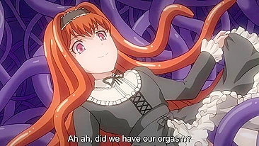 A petite schoolgirl is sexually pleasured by a futanari and tentacles in an erotic hentai scene.