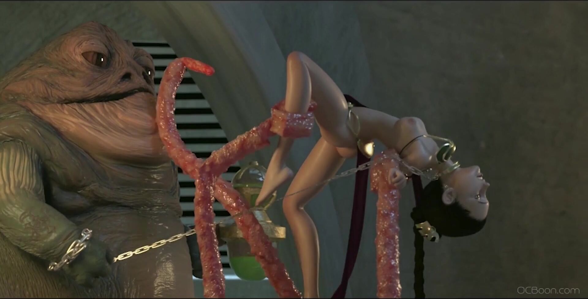 Jabba the Hutt sexually enslaves and violates Princess Leia with his  tentacles in a graphic hentai scene. | AREA51.PORN