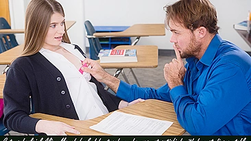 Cute schoolgirl Alice March fucked by teacher who was not satisfied with her studies on table