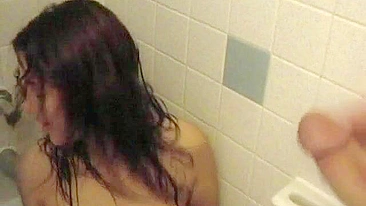 College Teens' Homemade Threesome with Double Facials and Blowjobs